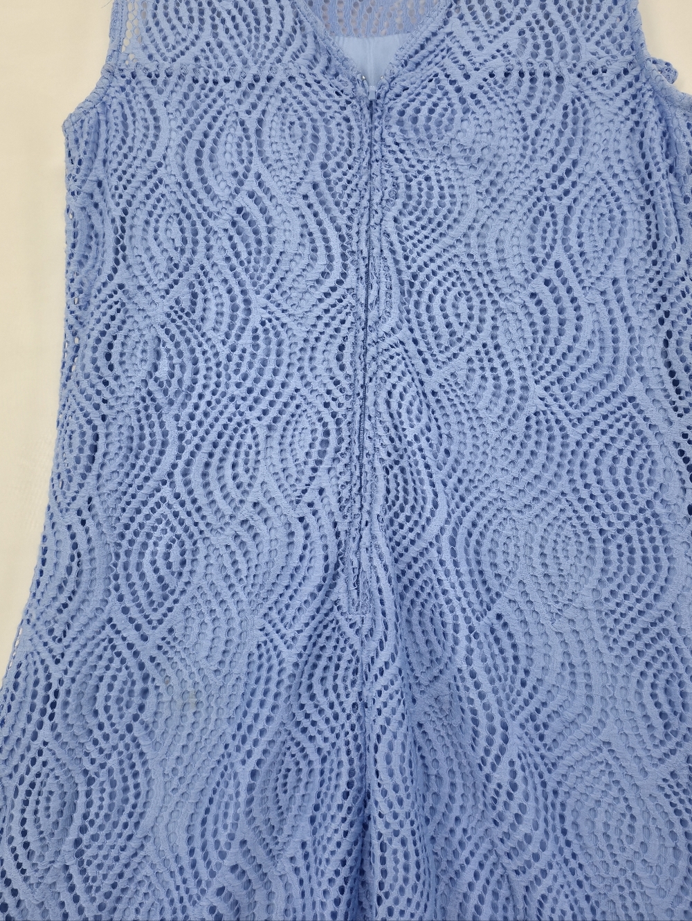 Lilly Pulitzer Janine Shift Flowing Leaf Lace Peri Blue Mini Dress Ruffle M - Picture 9 of 13